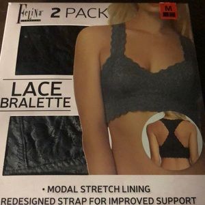 2 pack felina lace bralette size m, new